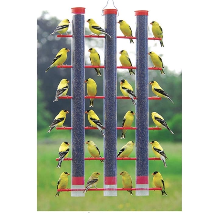 Finches Favorite 3-Tube Bird Feeders - Red